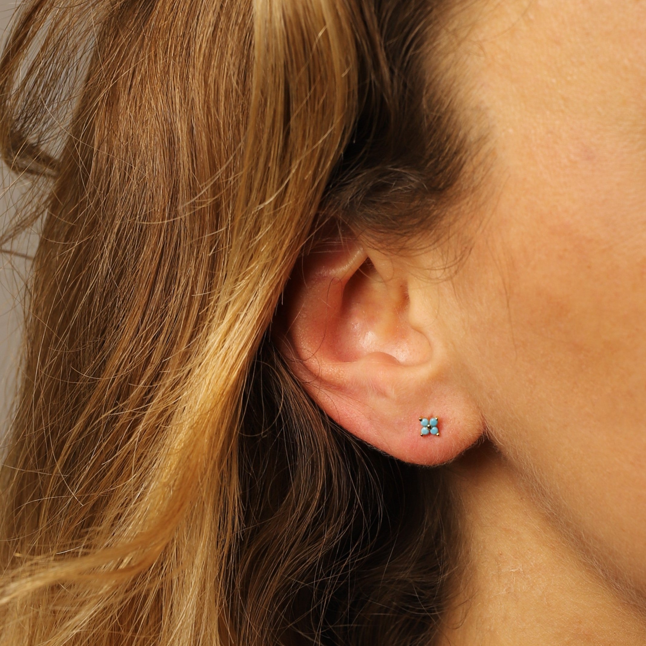 Blue Crystal Flower Studs