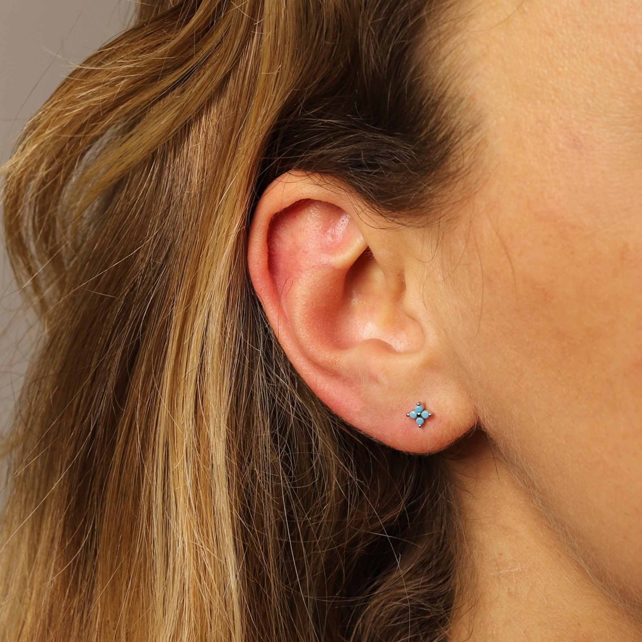 Blue Crystal Flower Studs