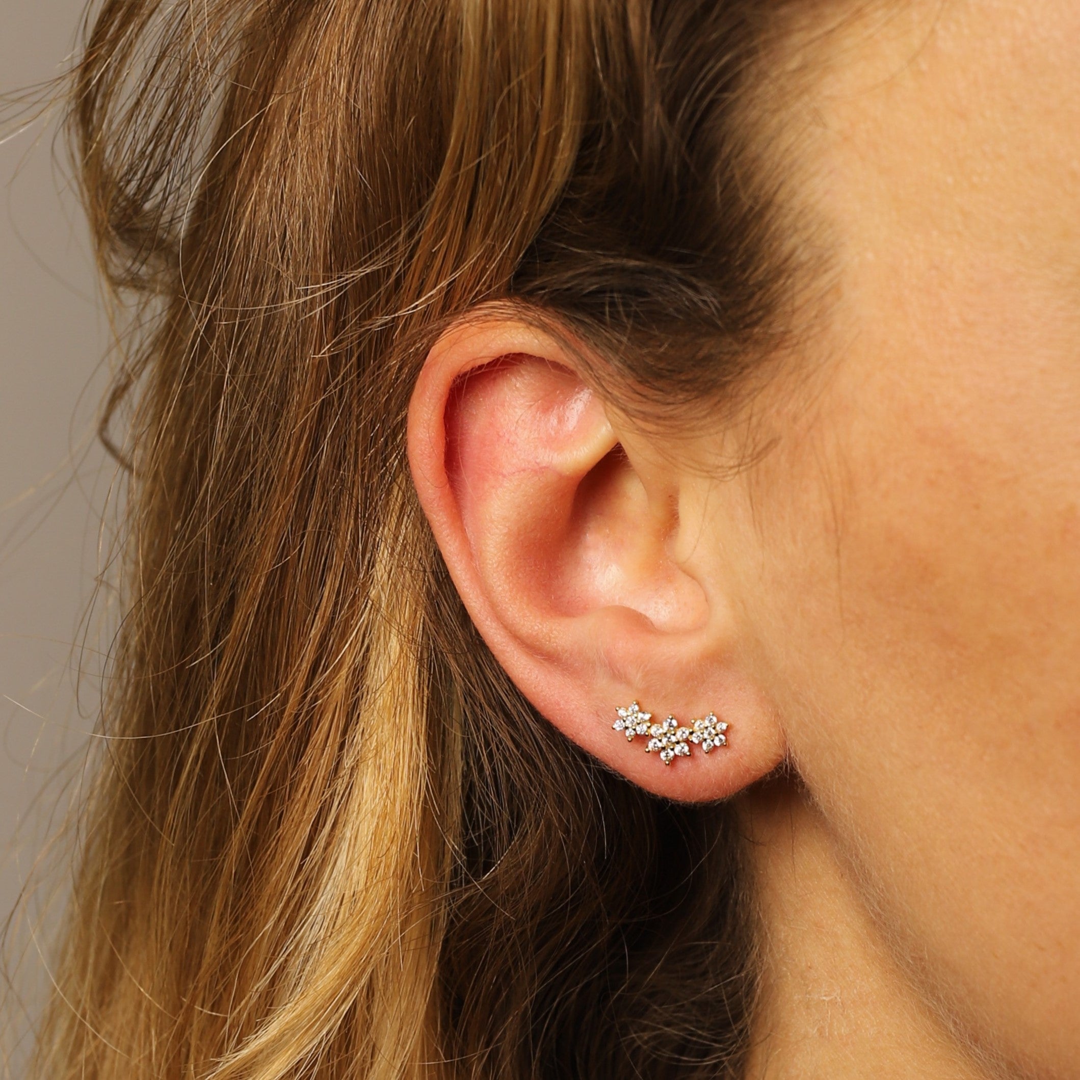 Crystal Flower Ear Climbers