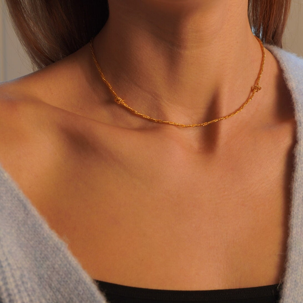 Vintage Double Knot Twisted Collar Necklace