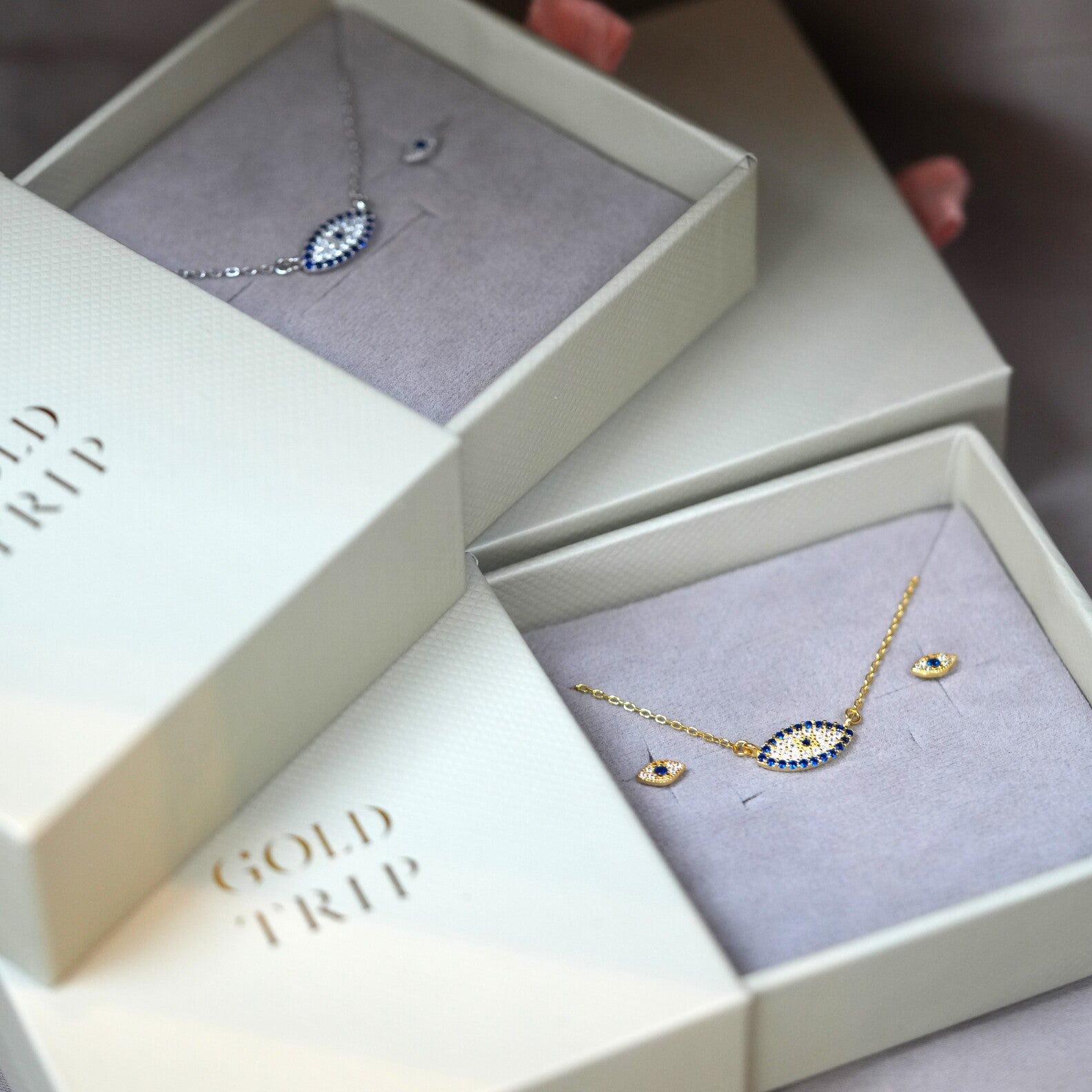 Blue Lucky Evil Eye Necklace & Earrings Set