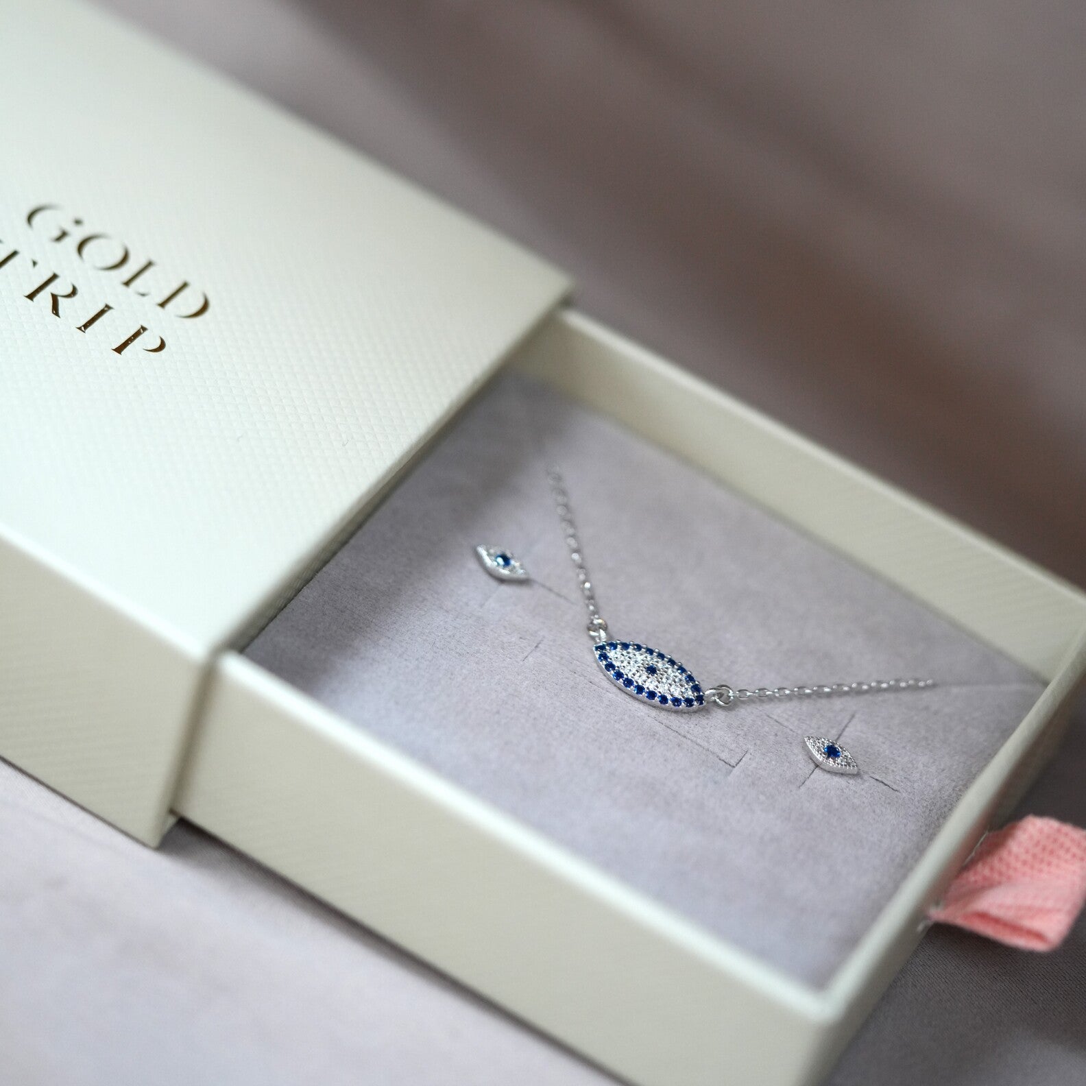 Blue Lucky Evil Eye Necklace & Earrings Set