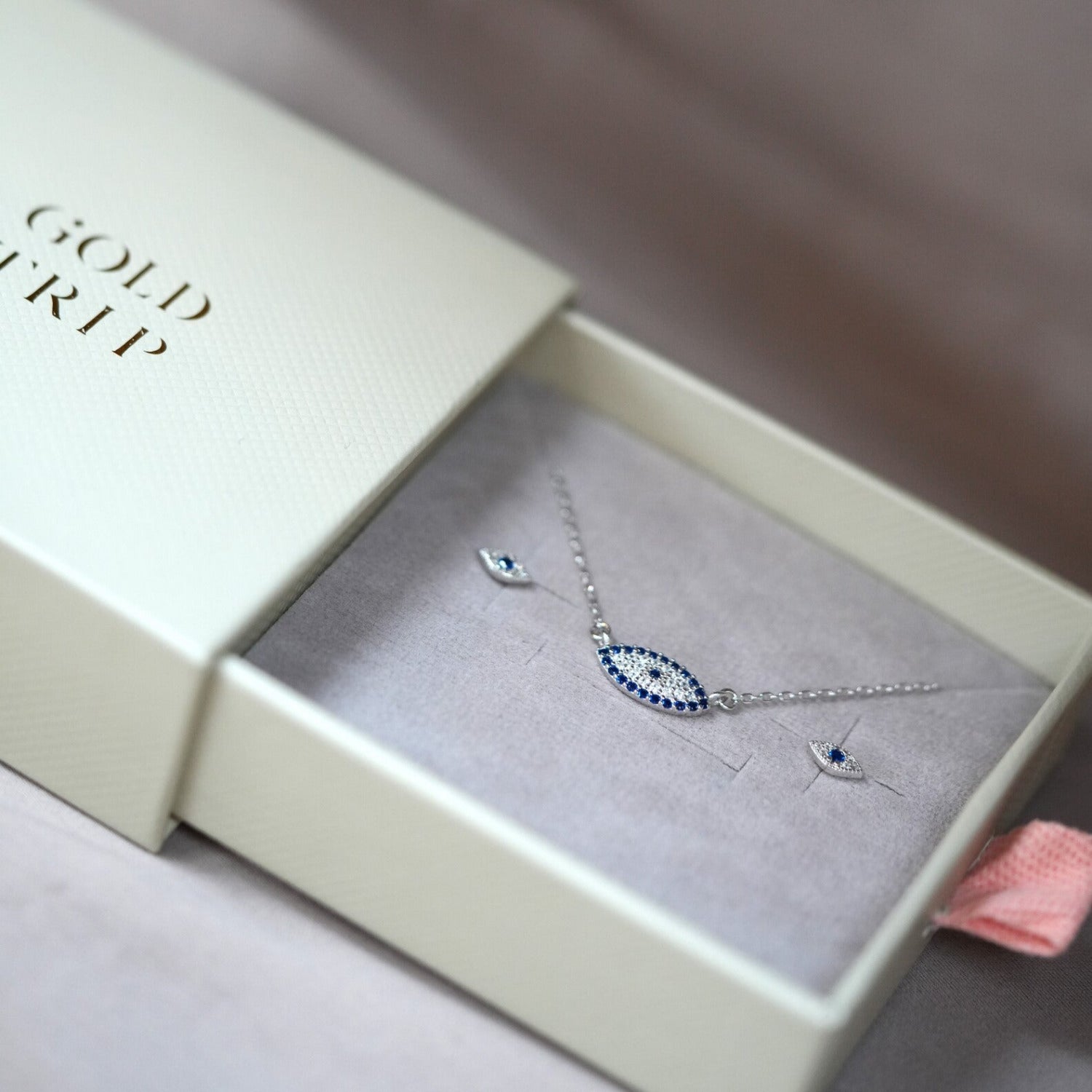 Blue Lucky Evil Eye Necklace & Earrings Set