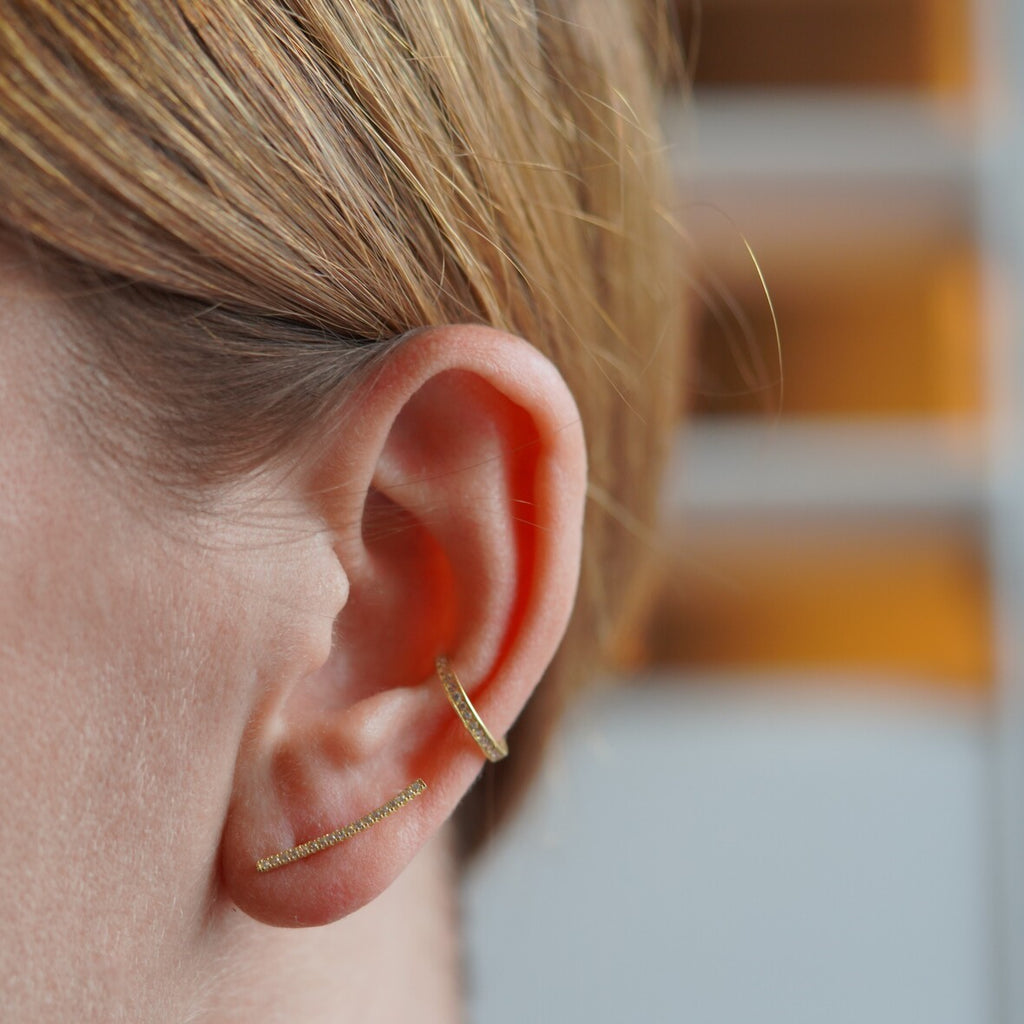 Crystal Bar Ear Climber Earrings