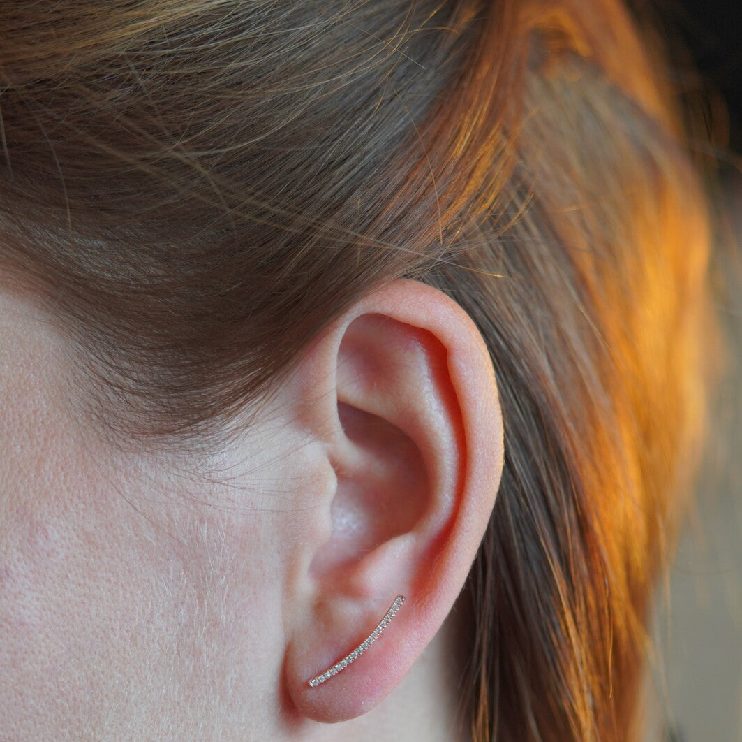 Crystal Bar Ear Climber Earrings