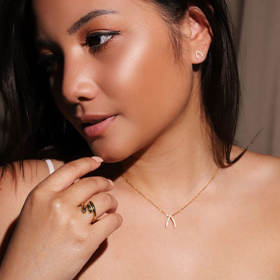 Sparkling Wishbone Necklace & Earrings Gift Set