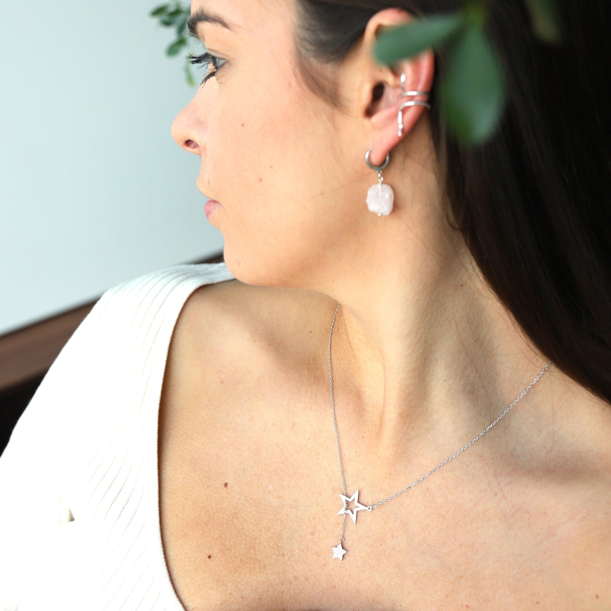 Double Star Lariat Necklace