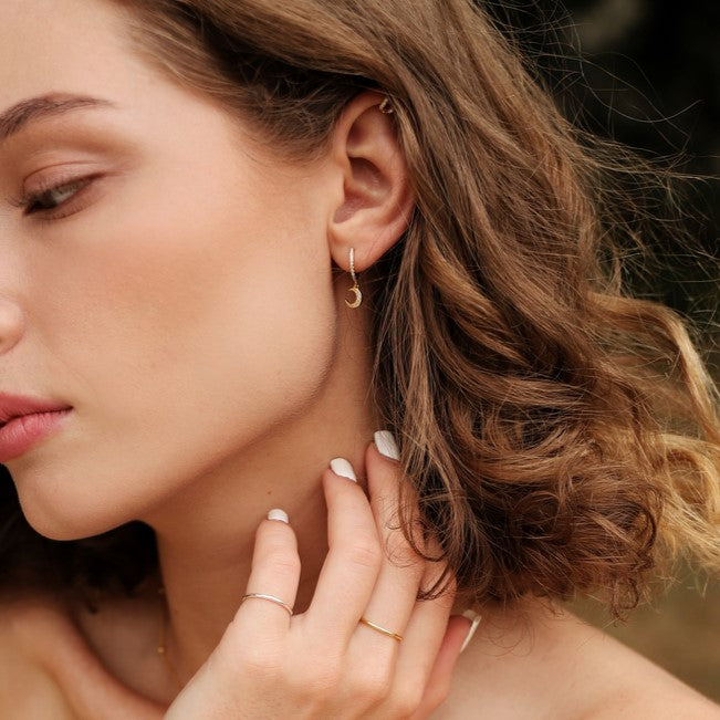 Moon & Star Huggie Hoops