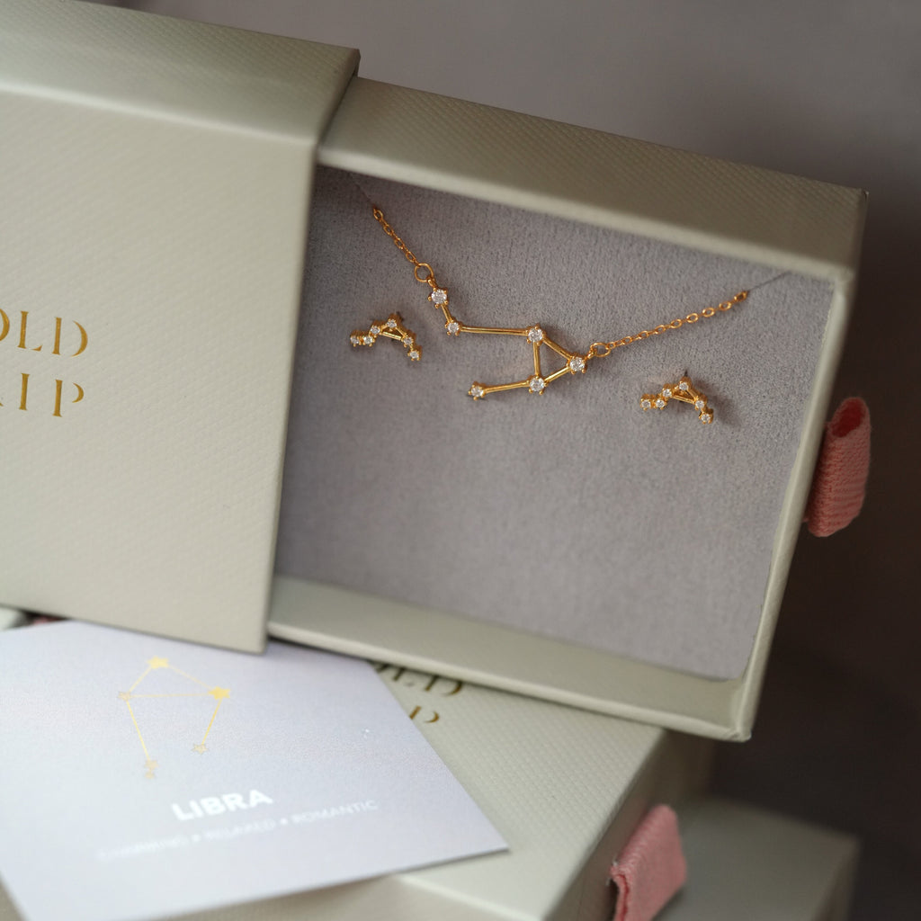 Zodiac Constellation Necklace & Earrings Gift Set