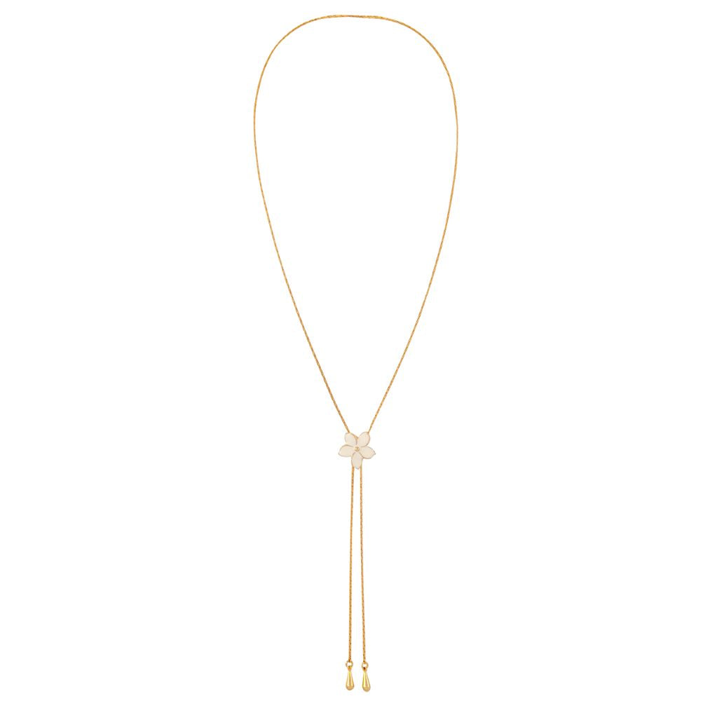 Vintage Enamel Flower Lariat Necklace